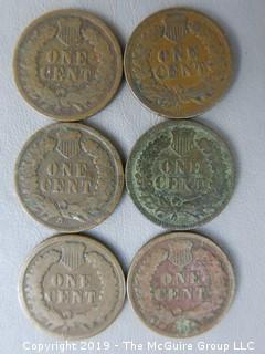 (6) 1893 Indian Head Cents