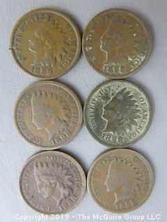 (6) 1898 Indian Head Cents