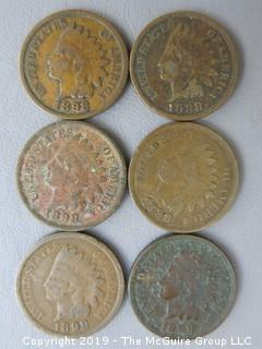 (6) 1898 Indian Head Cents