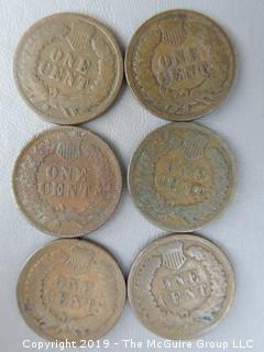 (6) 1895 Indian Head Cents