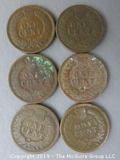 (6) 1899 Indian Head Cents