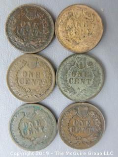 (6) 1899 Indian Head Cents