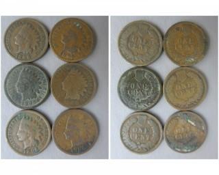 (6) 1896 Indian Head Cents