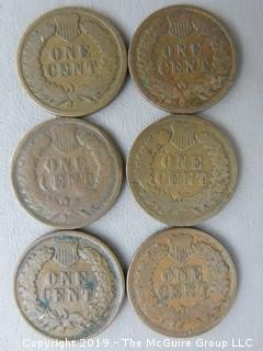 (6) 1890 Indian Head Cents