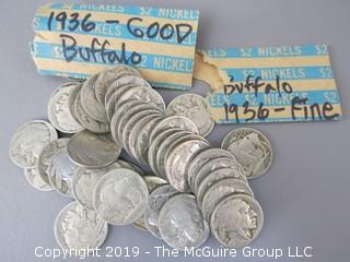 Roll of 1936 Buffalo Nickels (Description Altered 5.5 @ 12:20pm)