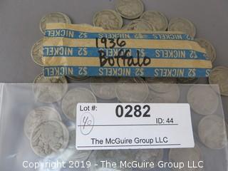 Roll of 1936 Buffalo nickels