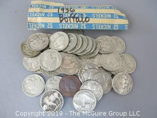 Roll of 1936 Buffalo nickels