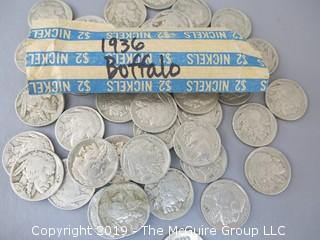 Roll of 1936 Buffalo nickels