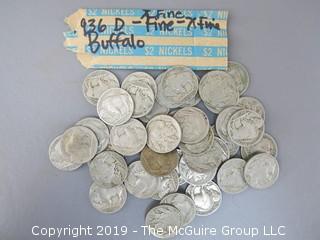 Roll of 1936-D Buffalo Nickels