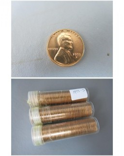 (3) Rolls of 1955-S Cents