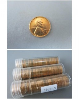 (3) Rolls of 1955-S Cents