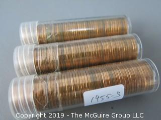 (3) Rolls of 1955-S Cents