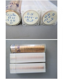 (3) Rolls of 1964-D Cents; BU