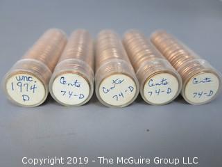 (5) Rolls of 1974-D Cents