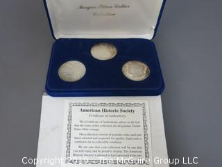 (1) 1879. (1) 1880, and (1) 1881 Silver Dollar Set; including COA by American Historic Society 