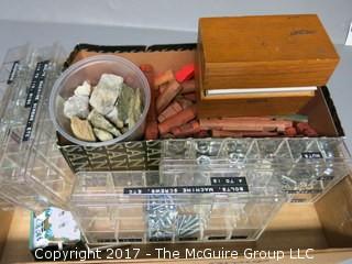 Collection including household Nuts and Bolts, Lincoln Logs and Minerals 