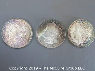 (1) 1879. (1) 1880, and (1) 1881 Silver Dollar Set; including COA by American Historic Society 