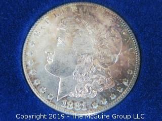 (1) 1879. (1) 1880, and (1) 1881 Silver Dollar Set; including COA by American Historic Society 