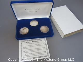 (1) 1879. (1) 1880, and (1) 1881 Silver Dollar Set; including COA by American Historic Society 