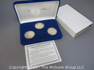 (1) 1879. (1) 1880, and (1) 1881 Silver Dollar Set; including COA by American Historic Society 