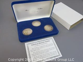 (1) 1879. (1) 1880, and (1) 1881 Silver Dollar Set; including COA by American Historic Society 