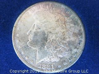 (1) 1879. (1) 1880, and (1) 1881 Silver Dollar Set; including COA by American Historic Society 