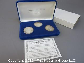 (1) 1879. (1) 1880, and (1) 1881 Silver Dollar Set; including COA by American Historic Society 