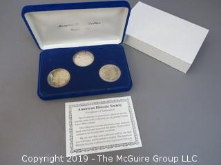 (1) 1879. (1) 1880, and (1) 1881 Silver Dollar Set; including COA by American Historic Society 