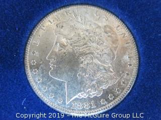 (1) 1879. (1) 1880, and (1) 1881 Silver Dollar Set; including COA by American Historic Society 