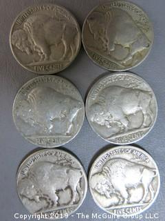 (6) 1935-S Buffalo Nickels