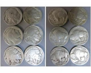 (6) 1935-S Buffalo Nickels