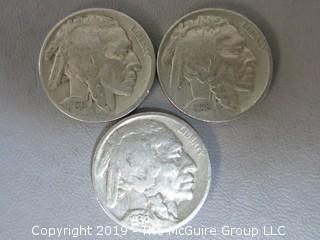 (3) 1936 Buffalo Nickels (Description Altered 5.5 @ 11:48am)