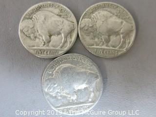 (3) 1936 Buffalo Nickels (Description Altered 5.5 @ 11:48am)