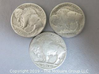 (3) 1937 Buffalo Nickels