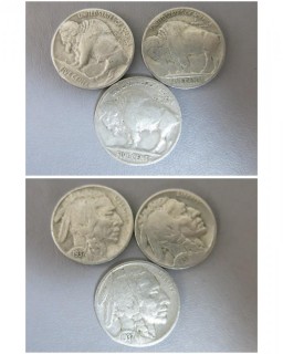 (3) 1937 Buffalo Nickels