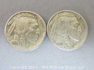 (2) 1937-S Buffalo Nickels