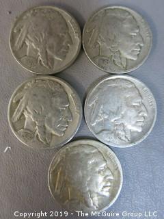 (5) 1938 Buffalo Nickels