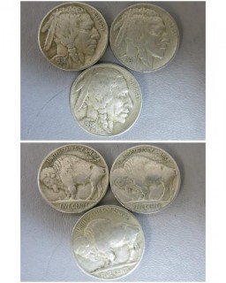 (3) 1938 Buffalo Nickels