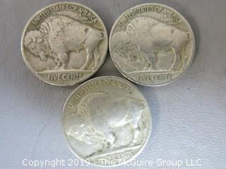 (3) 1938 Buffalo Nickels