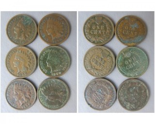 (6) 1890 Indian Head Cents