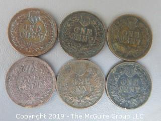 (6) 1901 Indian Head Cents