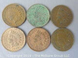 (6) 1909 Indian Head Cents