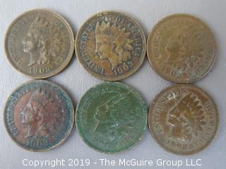 (6) 1903 Indian Head Cents