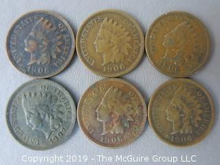 (6) 1906 Indian Head Cents