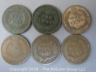 (4) 1881; (1) 1889; (1) 1890 Indian Head Cents