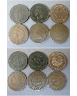 (4) 1881; (1) 1889; (1) 1890 Indian Head Cents