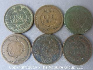 (6) 1895 Indian Head Cents