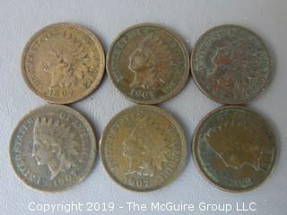 (6) 1907 Indian Head Cents