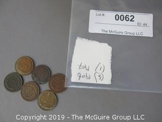 (5) 1906 and (1) 1907 Indian Head Cents