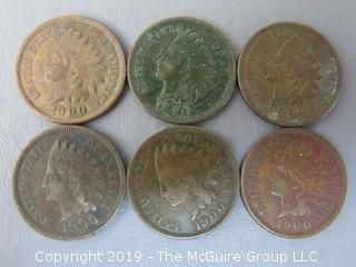 (1) 1896 and (5) 1900 Indian Head Cents